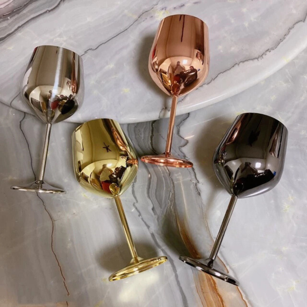 Modern Stainless Steel Opulent Wine Glass