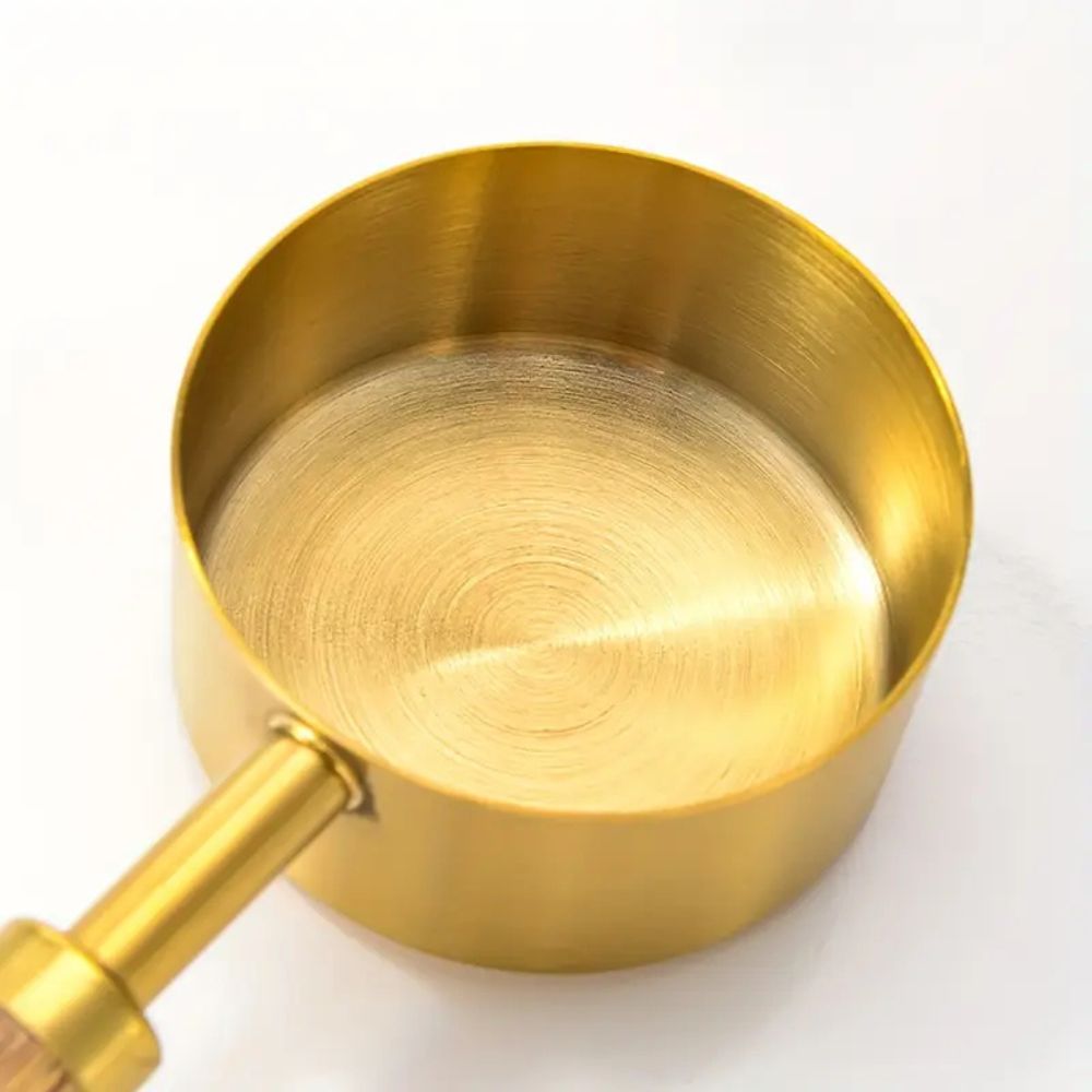 Golden Luxe Ergonomic Measuring Set | Stainless Steel with Wooden Handles