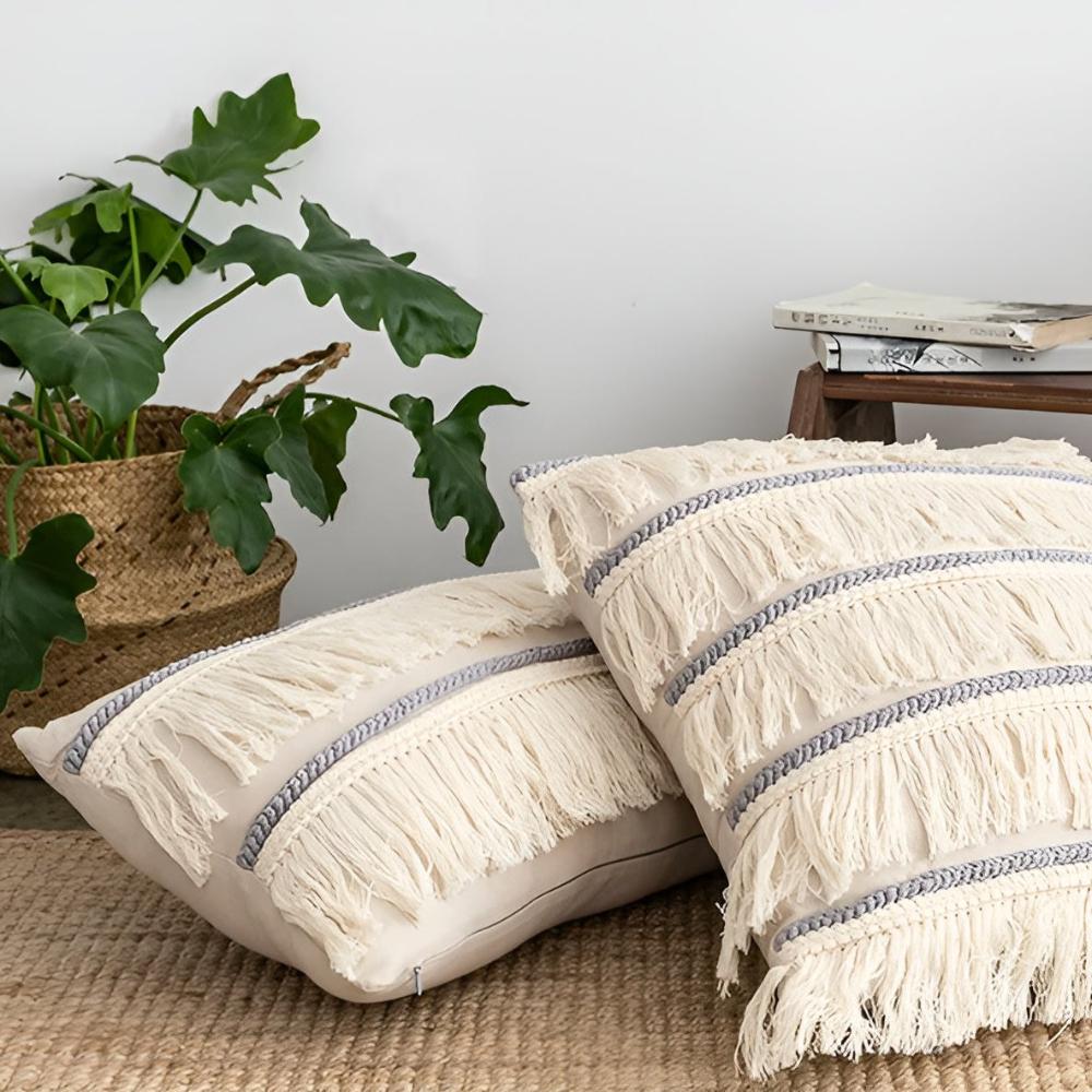Bohemian Tassels Stripe Cushion Cover