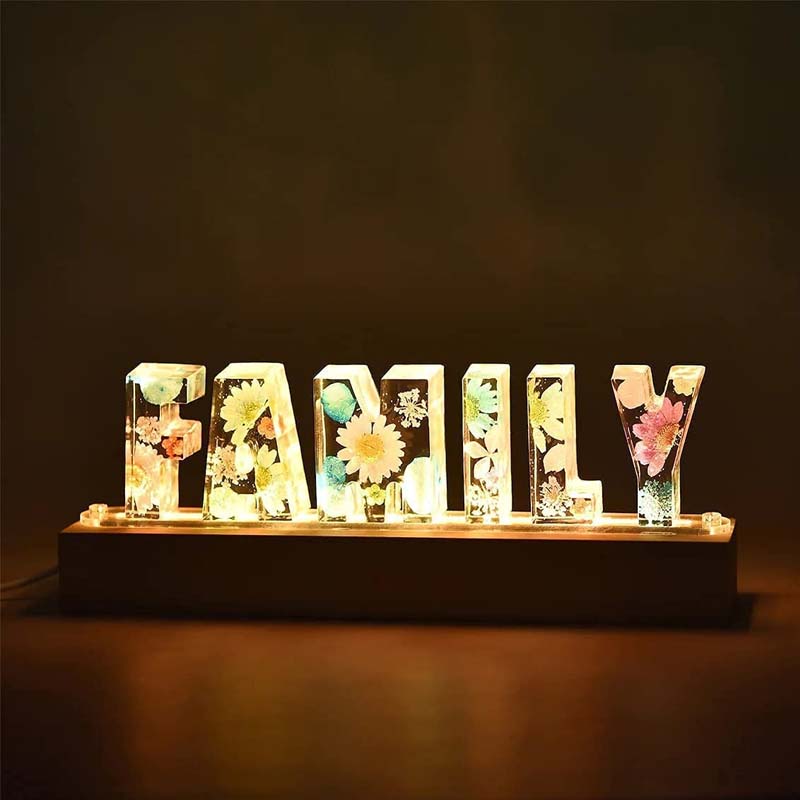 Floral Resin Alphabet Letter LED Light