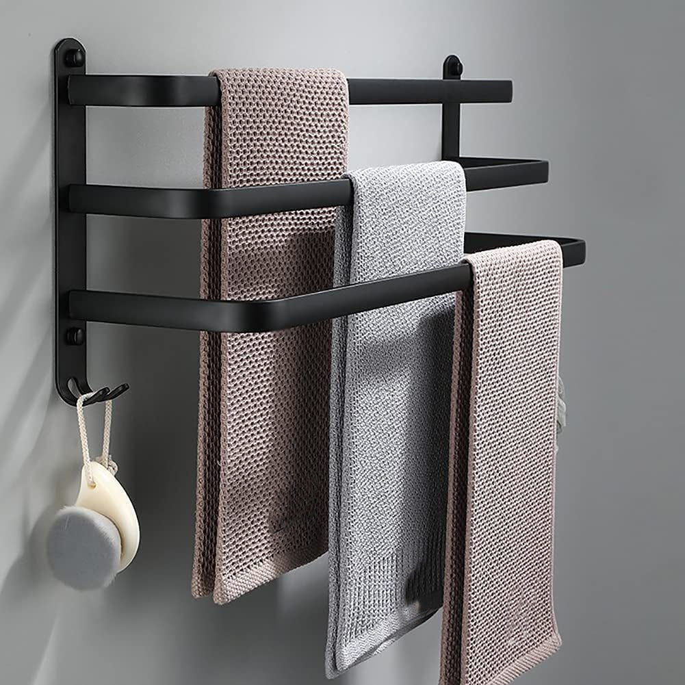 Sleek Bathroom Towel Holder with Hooks