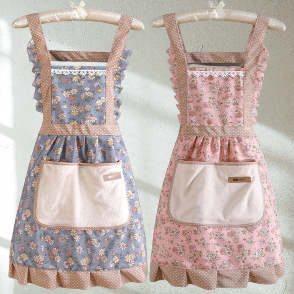 Ruffle Chic Floral Kitchen Apron for Women