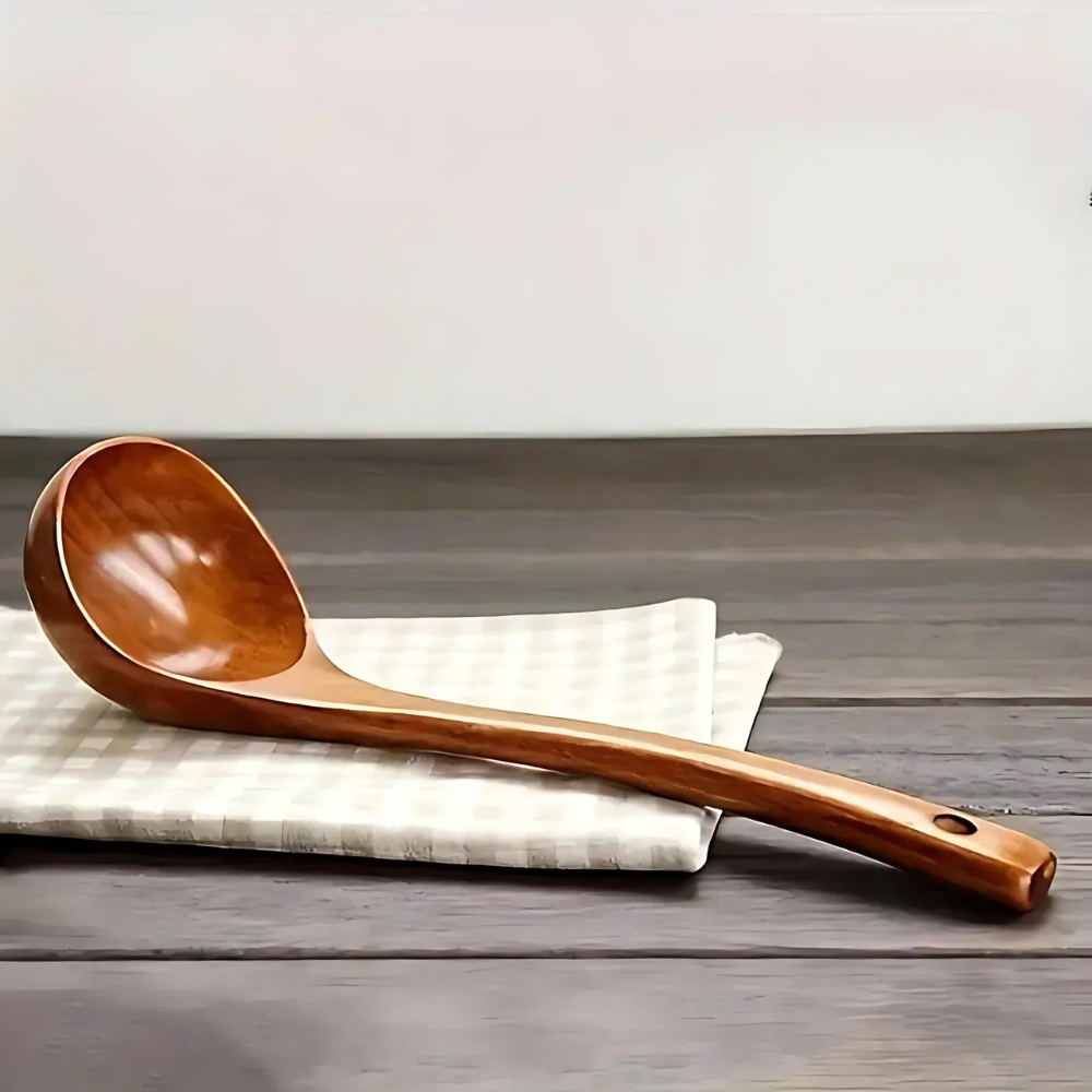 Premium Ergonomic Natural Wooden Soup Spoon