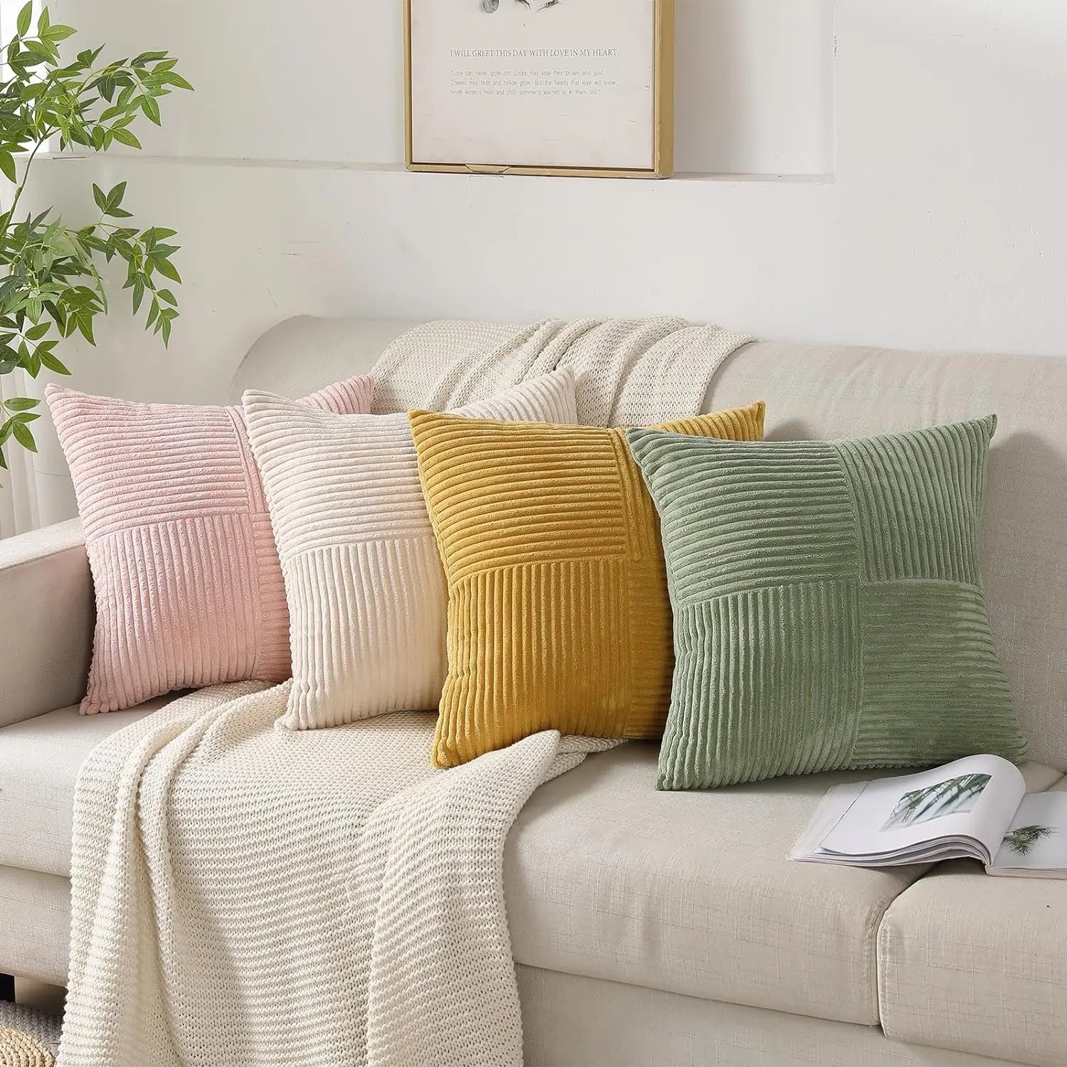 Refined Soft Ribbed Cushion Cover