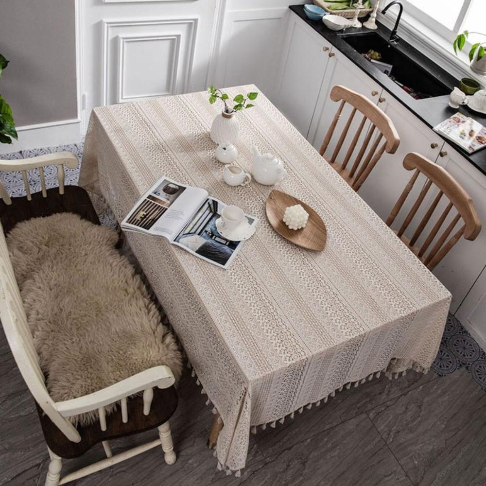 Chic Boho Style Crochet Lace Tablecloth