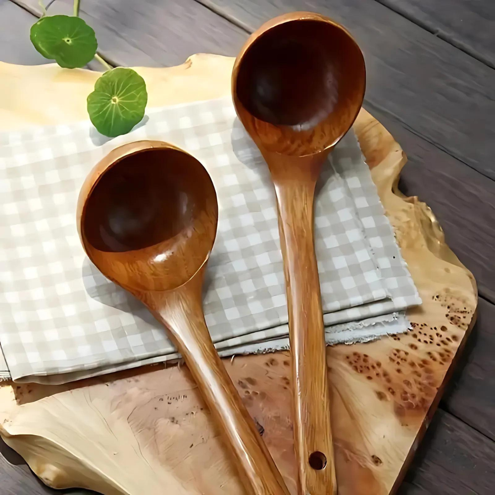 Premium Ergonomic Natural Wooden Soup Spoon