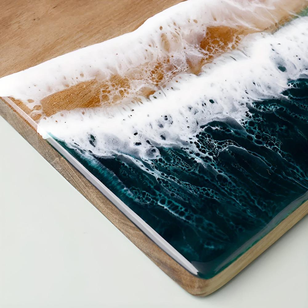 Premium Artisan Shoreline Resin Acacia Wood Cutting Board