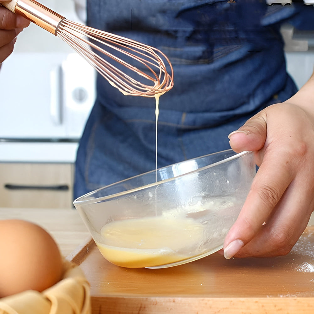 Modern Stainless Steel Whisk with Wooden Ergonomic Handle