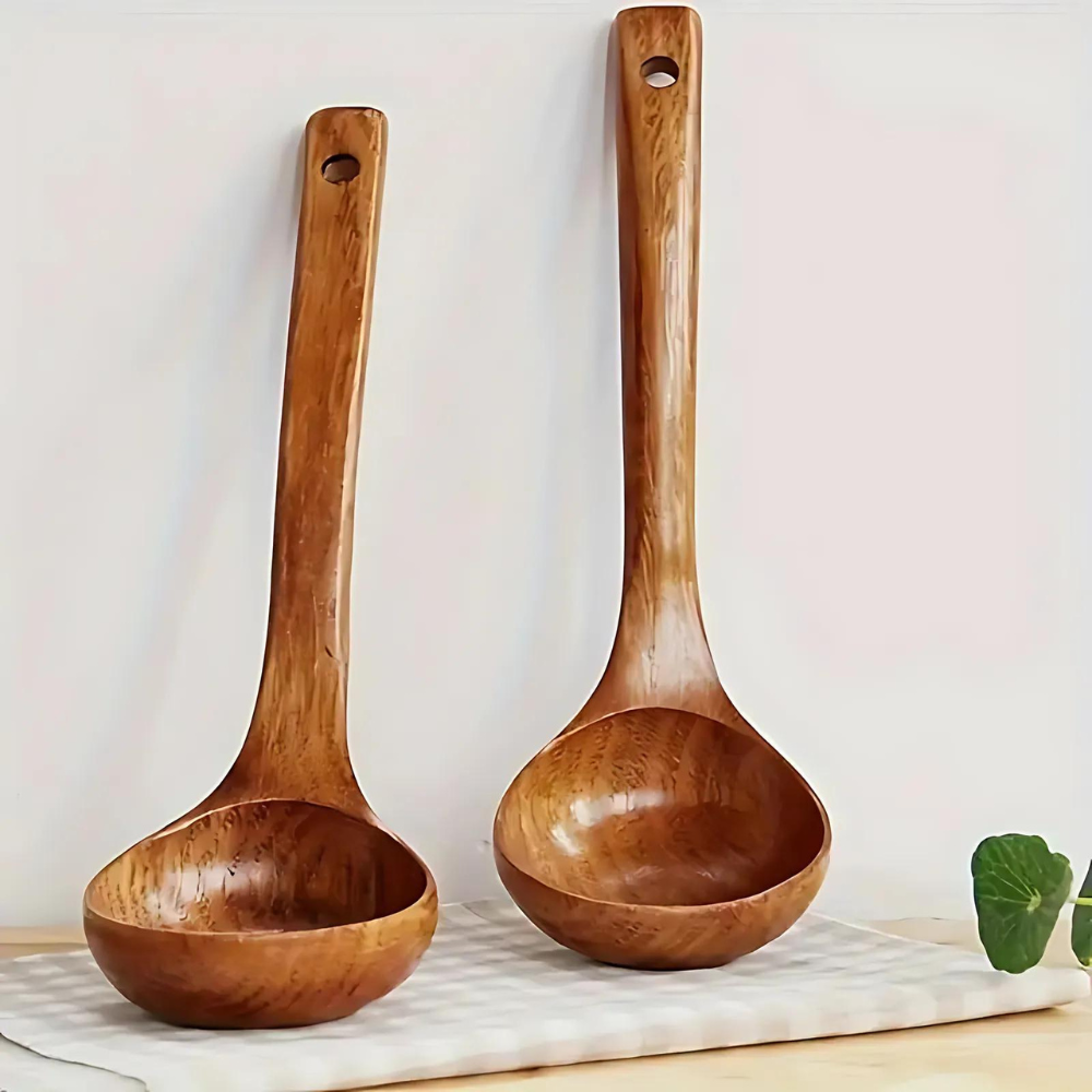Premium Ergonomic Natural Wooden Soup Spoon