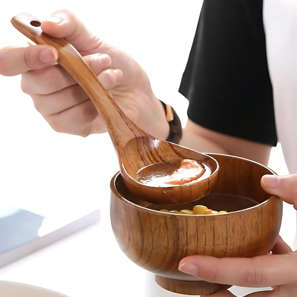 Premium Ergonomic Natural Wooden Soup Spoon