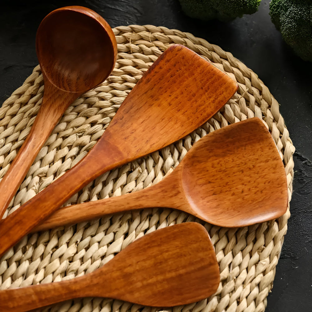 High-Quality Classic Wooden Kitchen Utensils | 4-Piece Set
