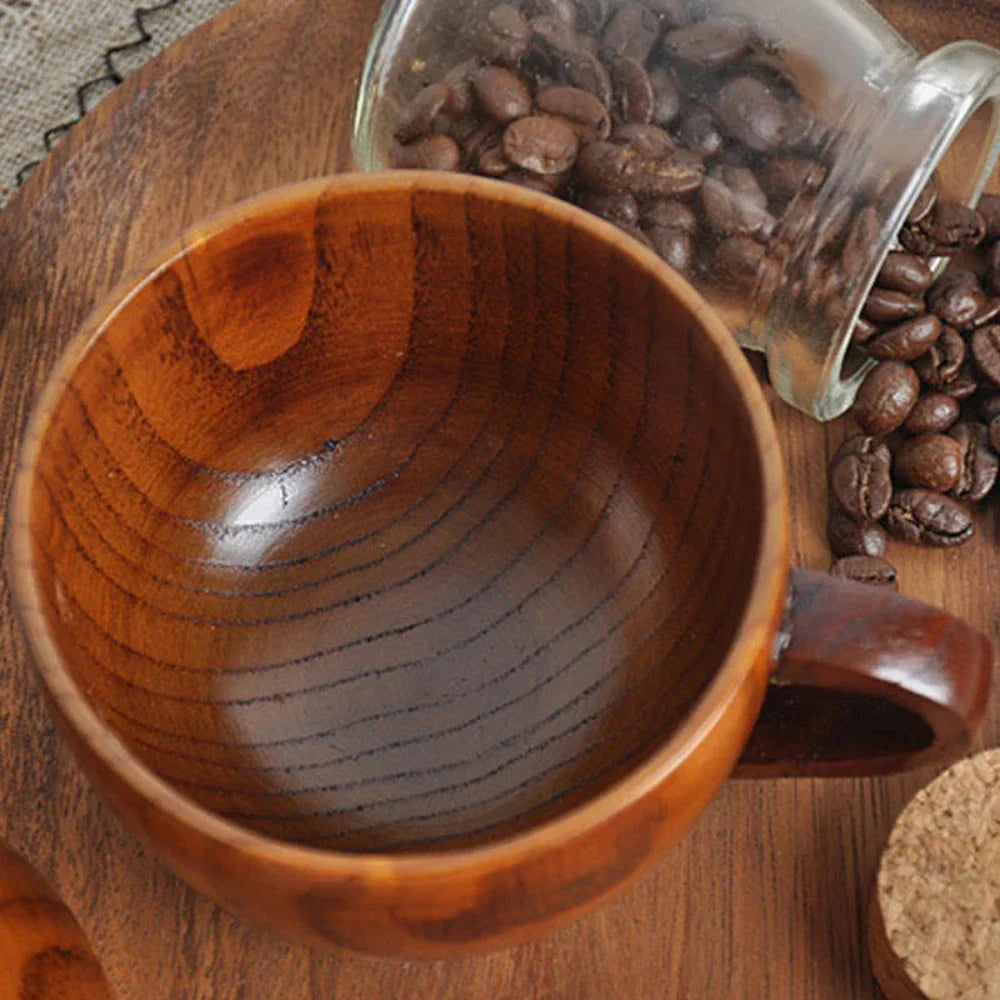 2-Piece Classic Natural Wooden Ergonomic Teacups