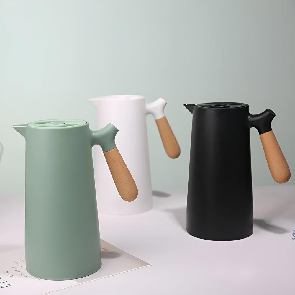 Nordic Aesthetic Wooden-Handled Insulated Carafe