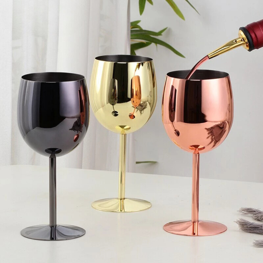 Modern Stainless Steel Opulent Wine Glass