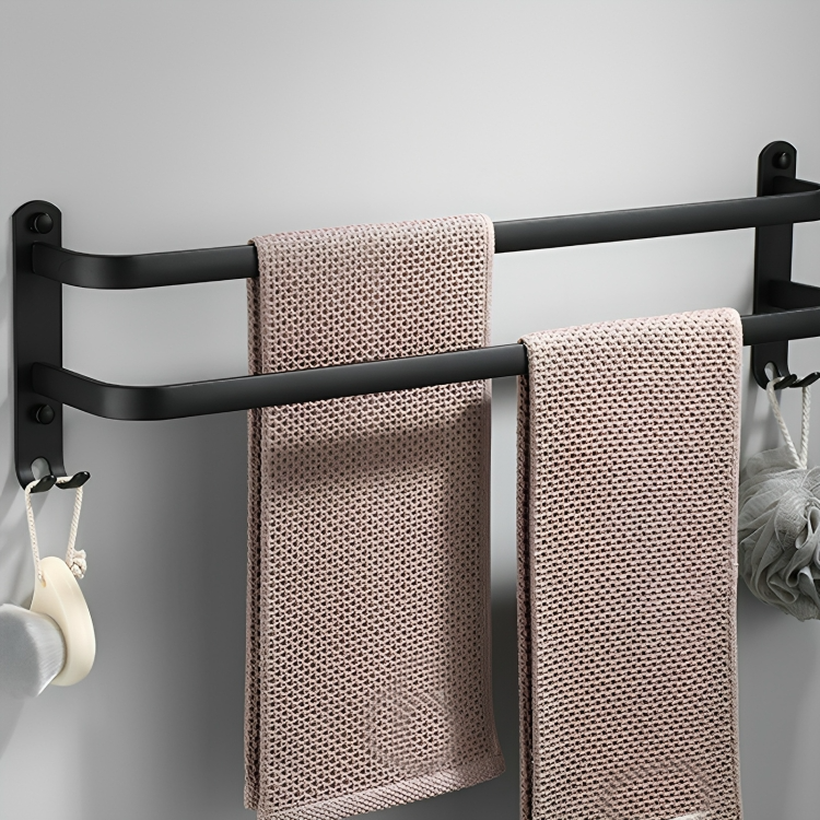 Sleek Bathroom Towel Holder with Hooks