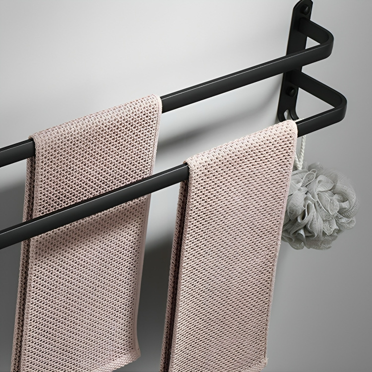 Sleek Bathroom Towel Holder with Hooks