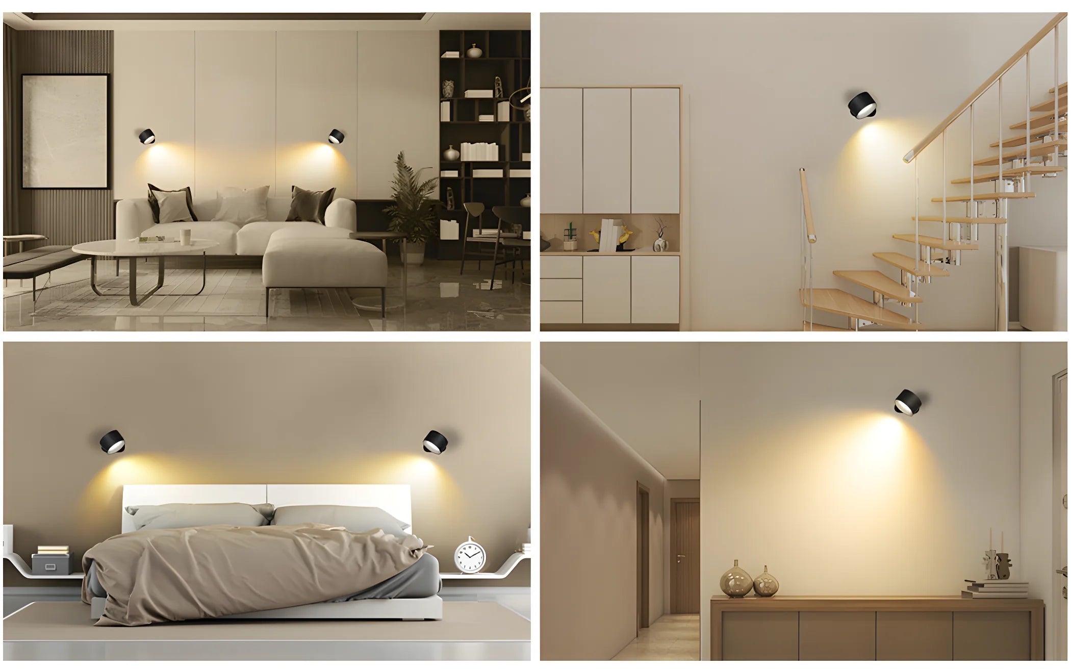 2-Piece Round LED Wall Light Pair