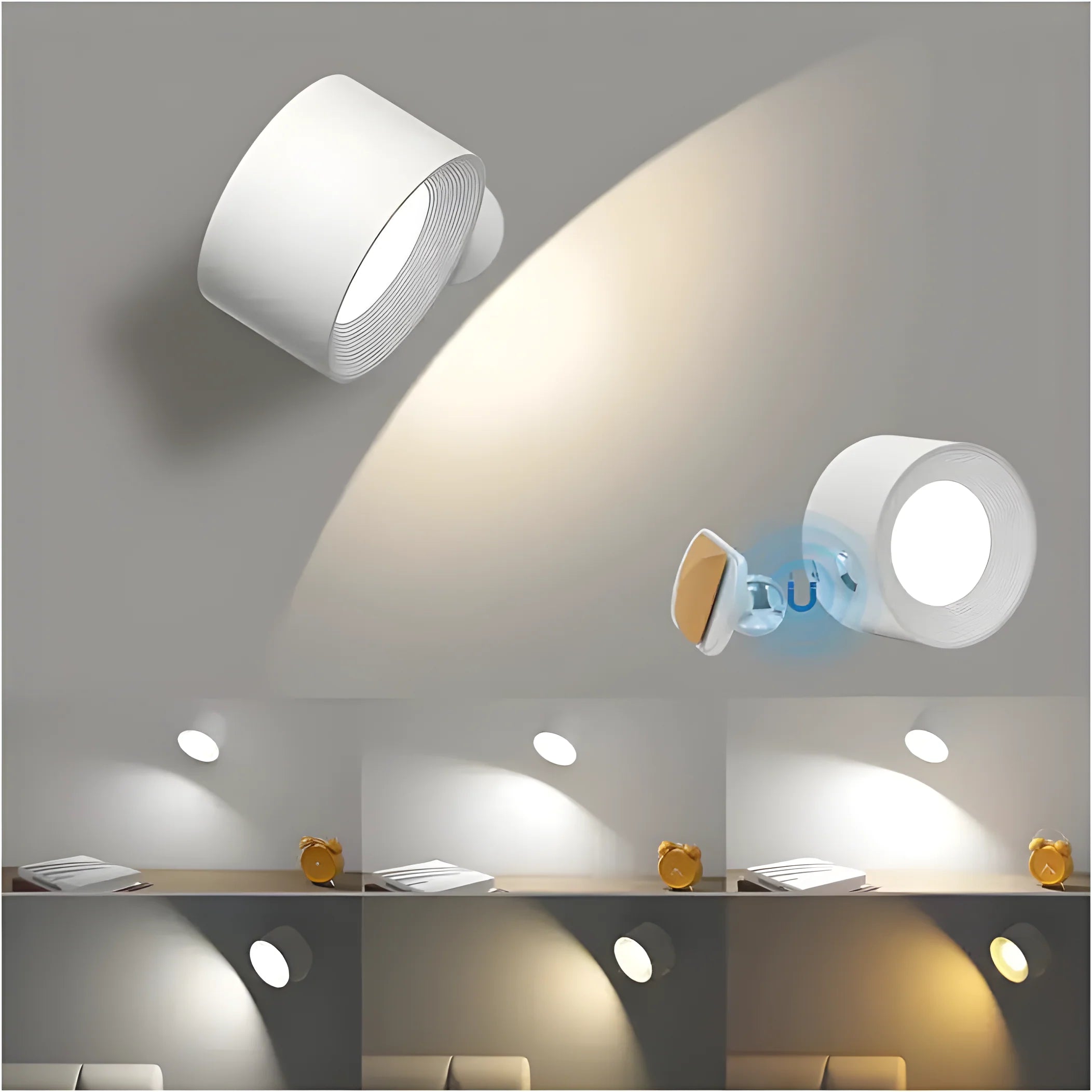2-Piece Round LED Wall Light Pair