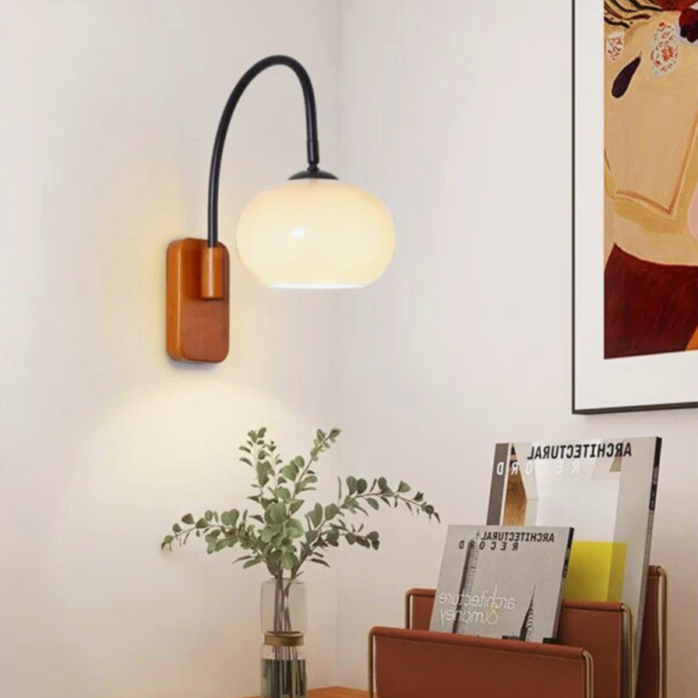 Elegant Rotating Glass Wall Light in Bauhaus Style