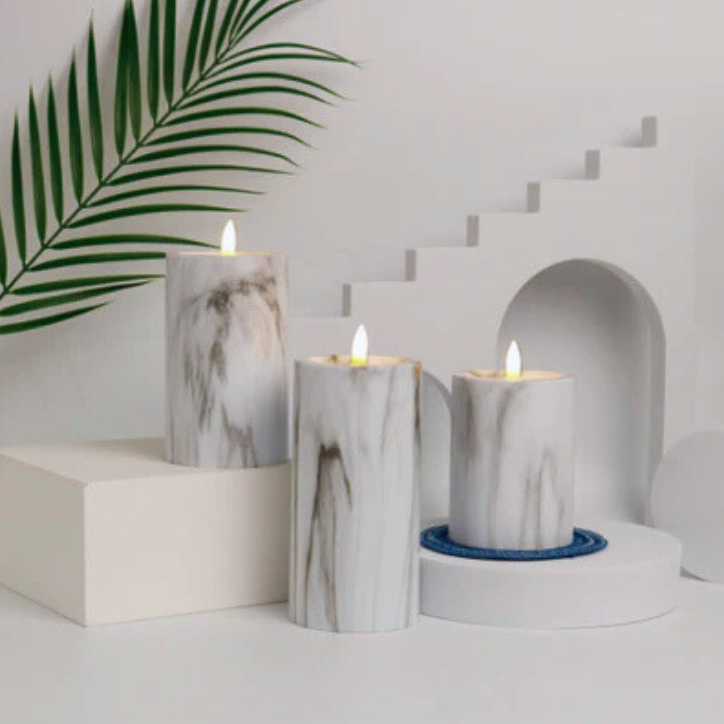 3-Piece Marble Candle Lights