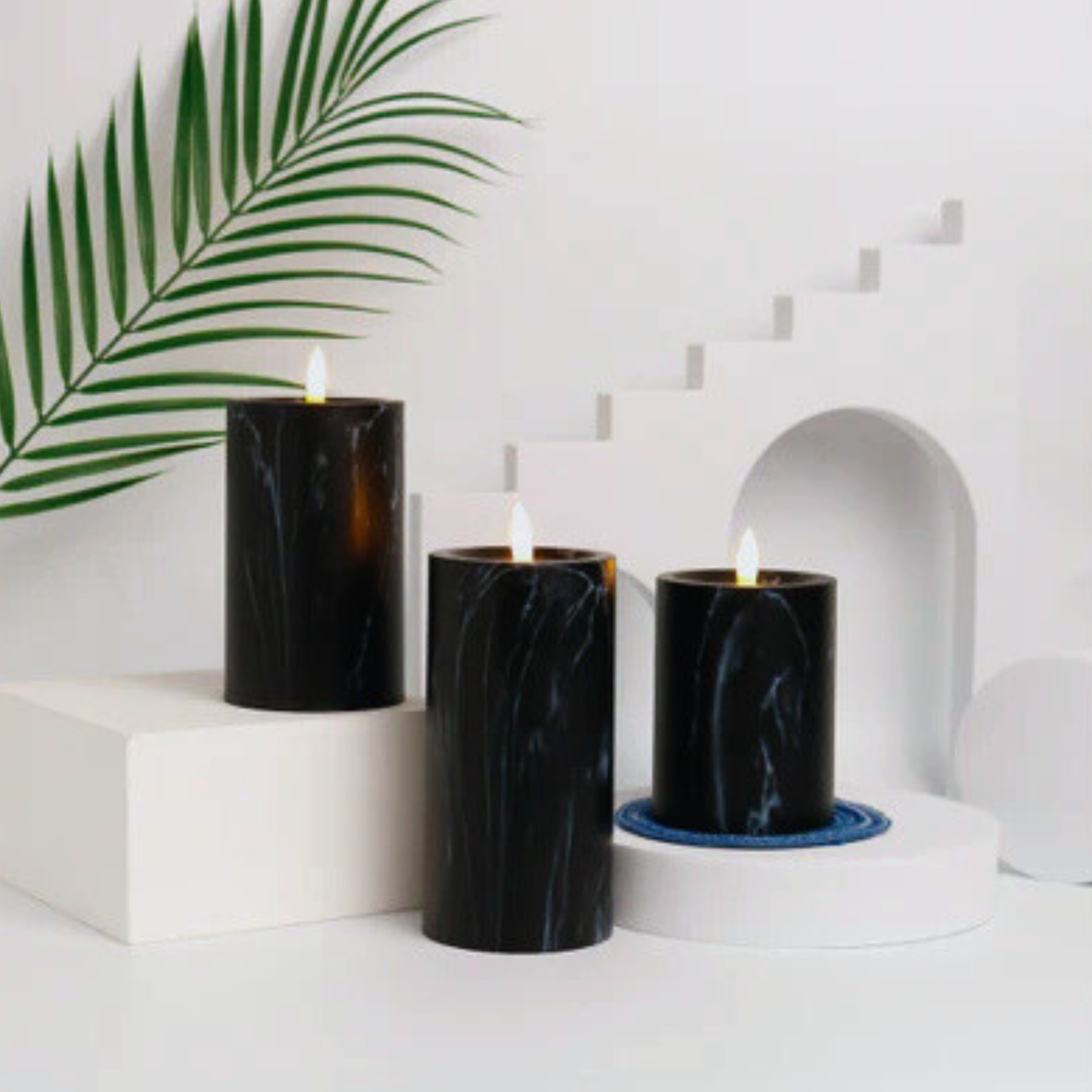 3-Piece Marble Candle Lights
