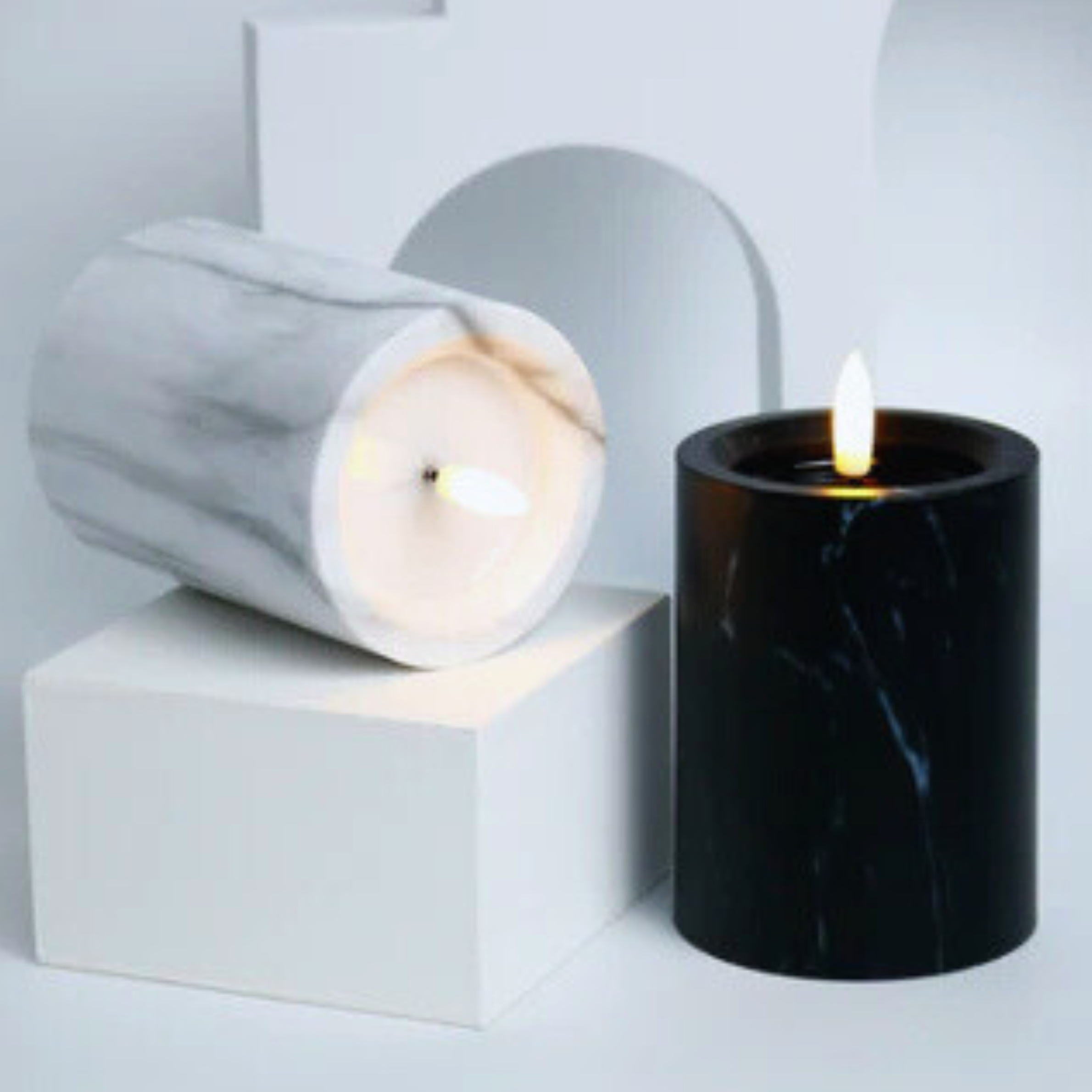 3-Piece Marble Candle Lights
