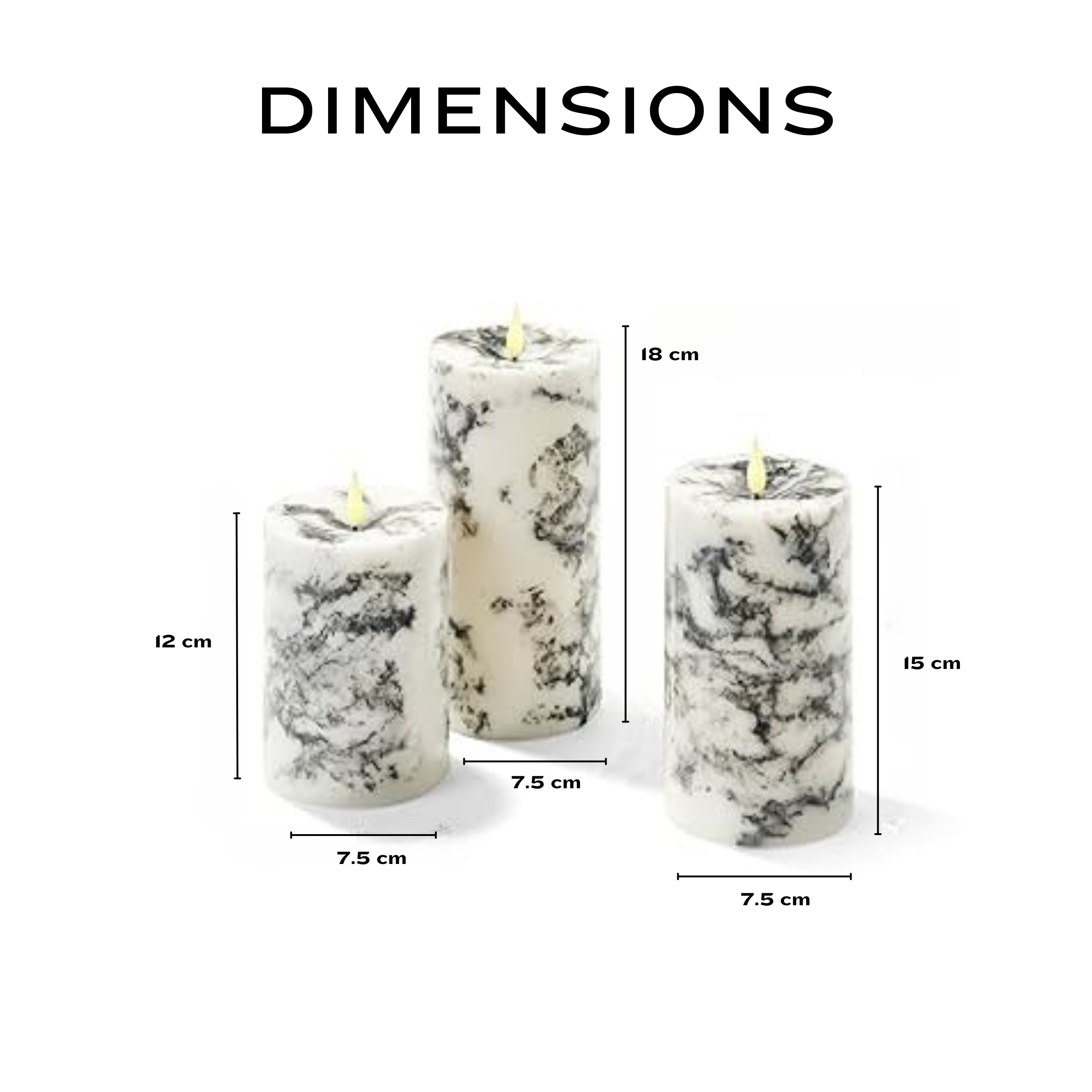 3-Piece Marble Candle Lights