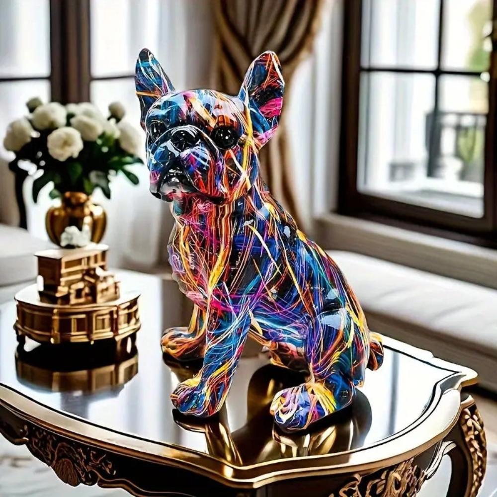 Vibrant Sculptural Bulldog Figurine | Graffiti-Inspired