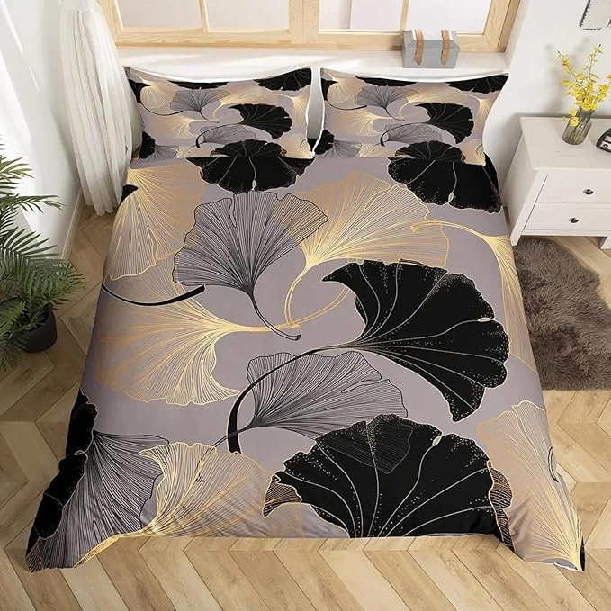 Elegant Plant-Print Bedding Set