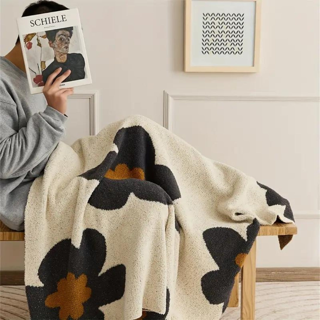 Floral Charm Knitted Blanket