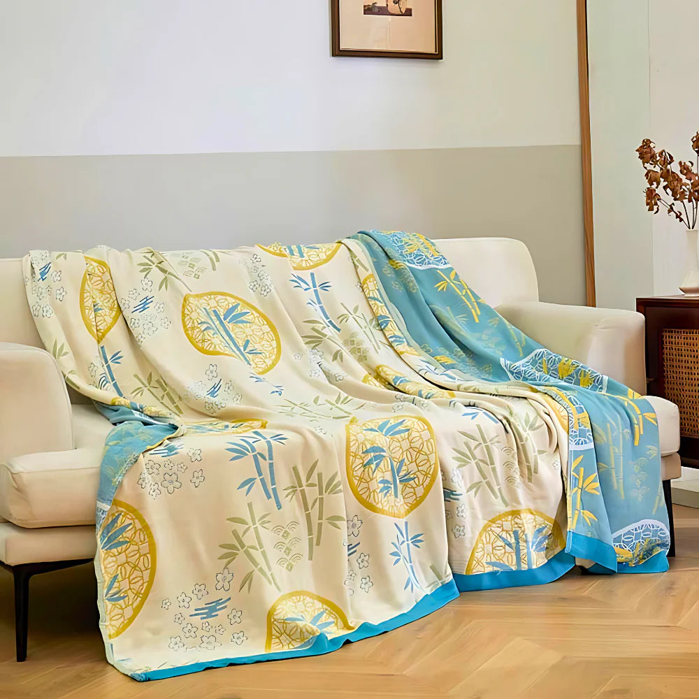 Nature-Inspired Bamboo Fiber Reversible Cooling Blanket