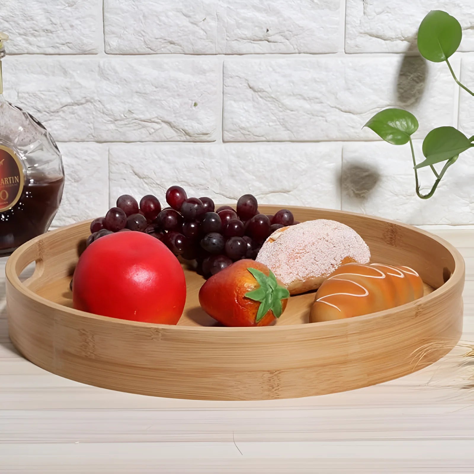 Premium Round Bamboo Wood Serving Tray