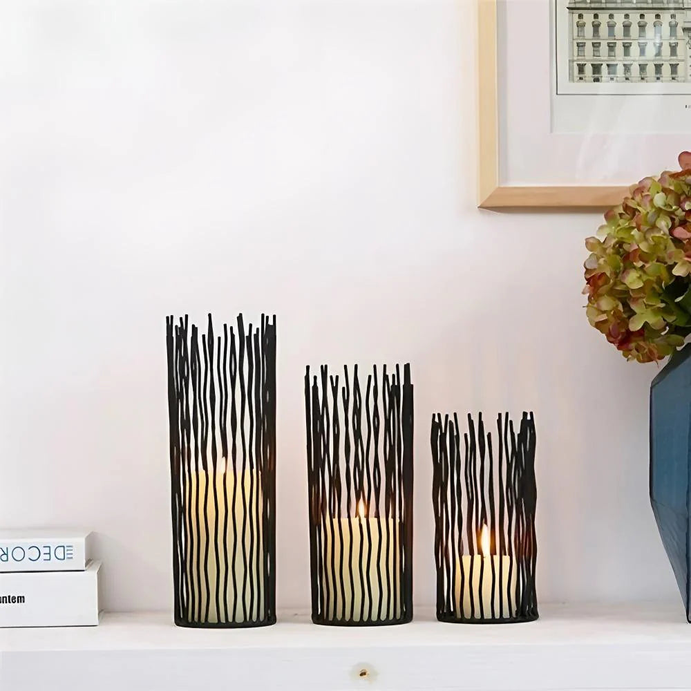 Stylish Boho-Inspired Black Iron Candle Holder