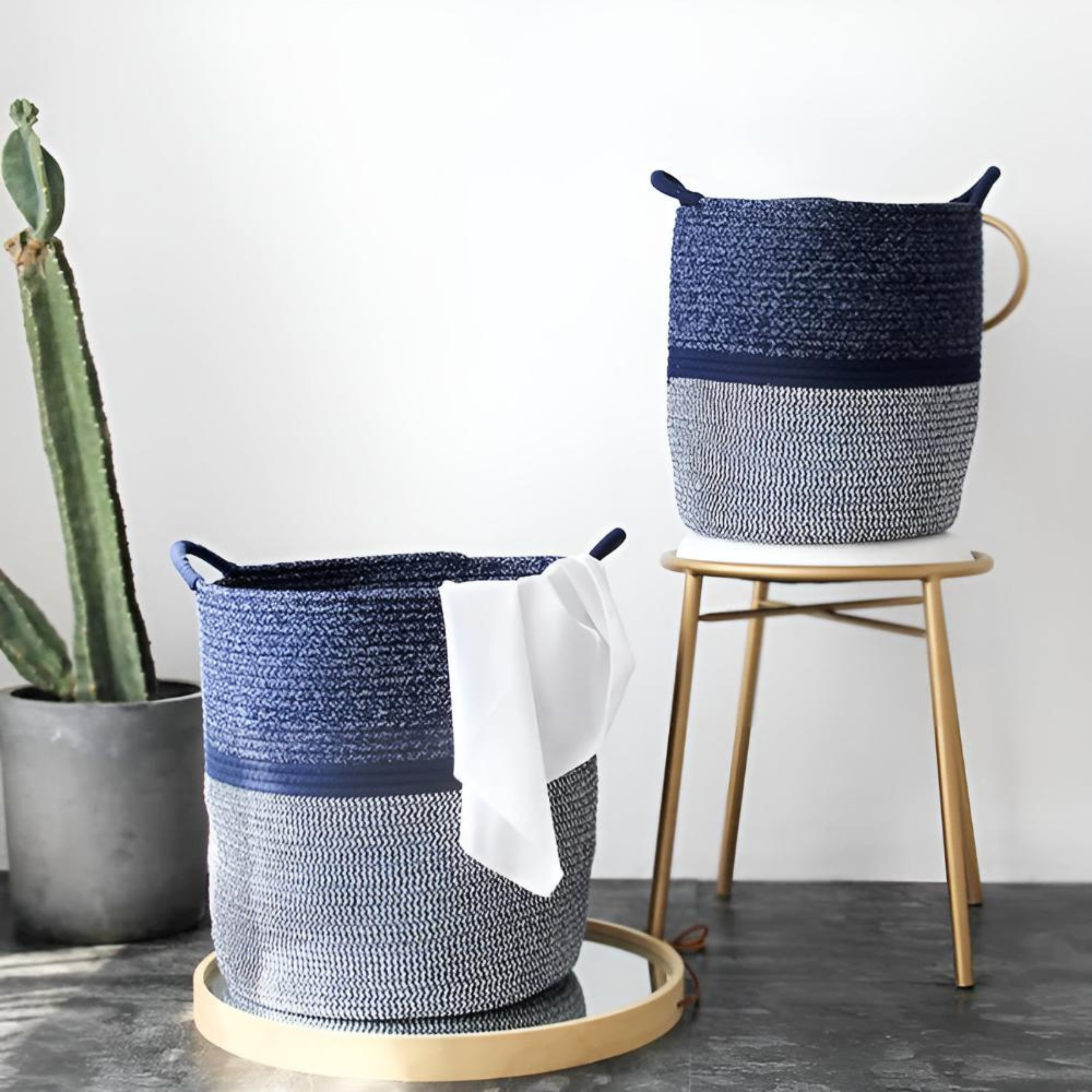 Durable Cotton Rope Bathroom Laundry Basket