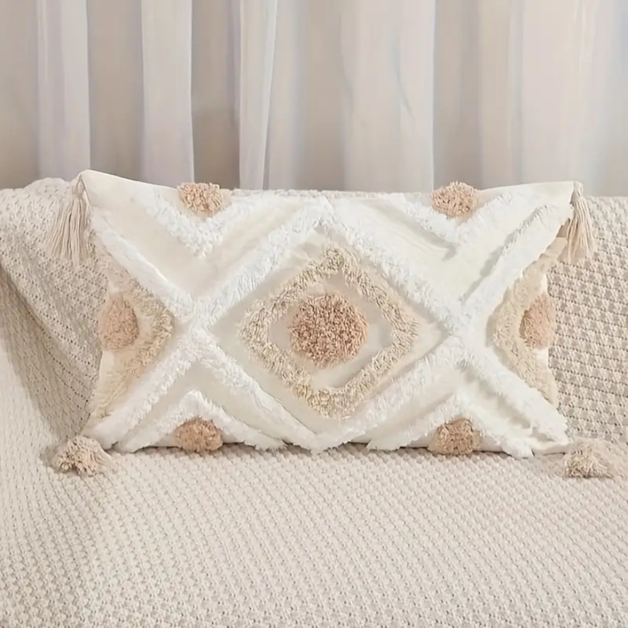 Boho Chic Tufted Throw Pillow