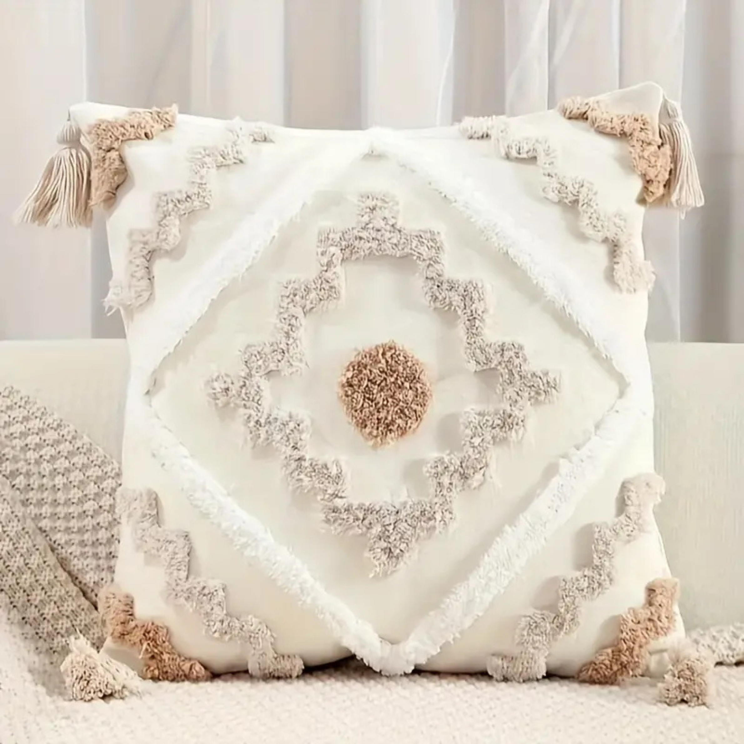 Boho Chic Tufted Throw Pillow