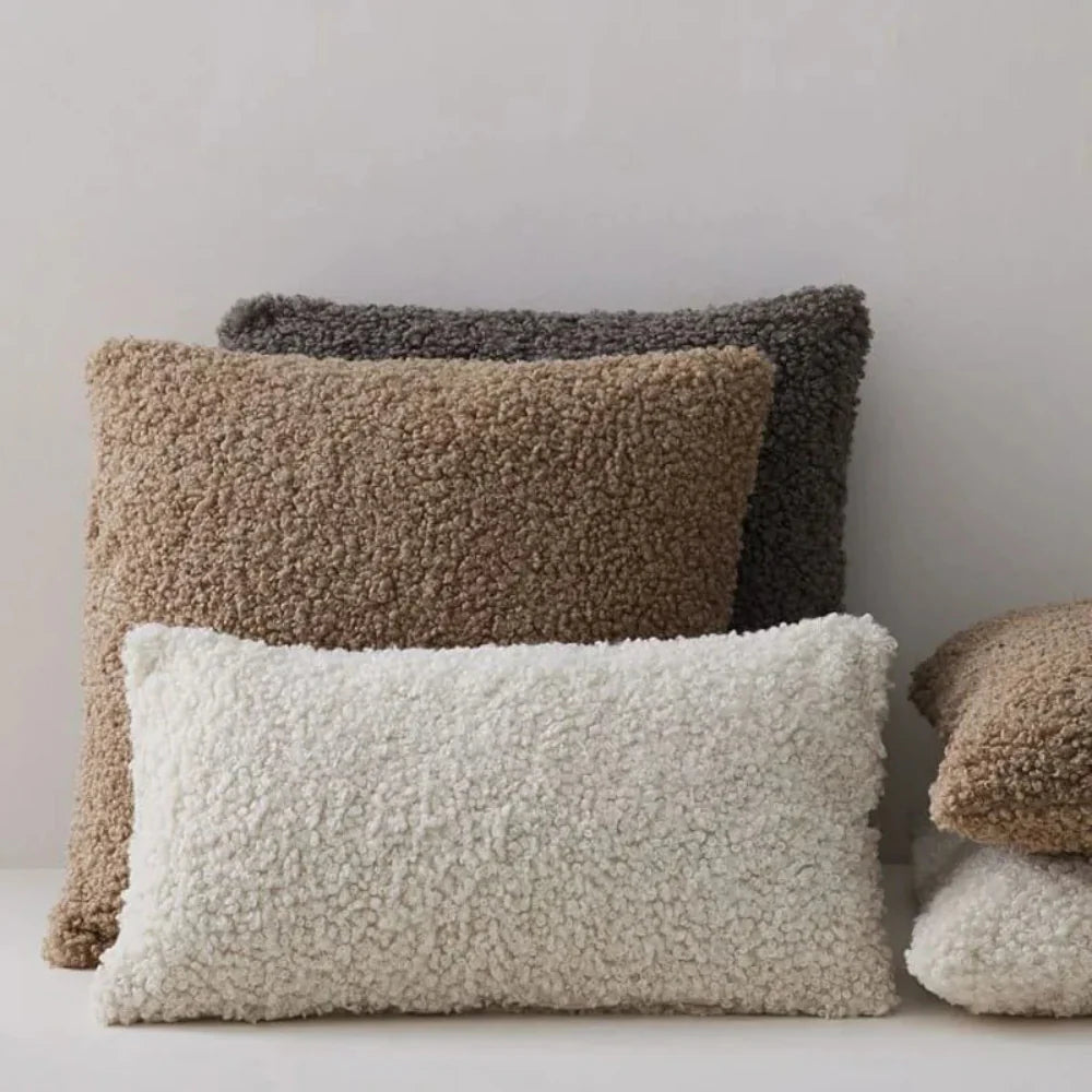 Cozy Teddy Boucle Handwoven Cushion Cover