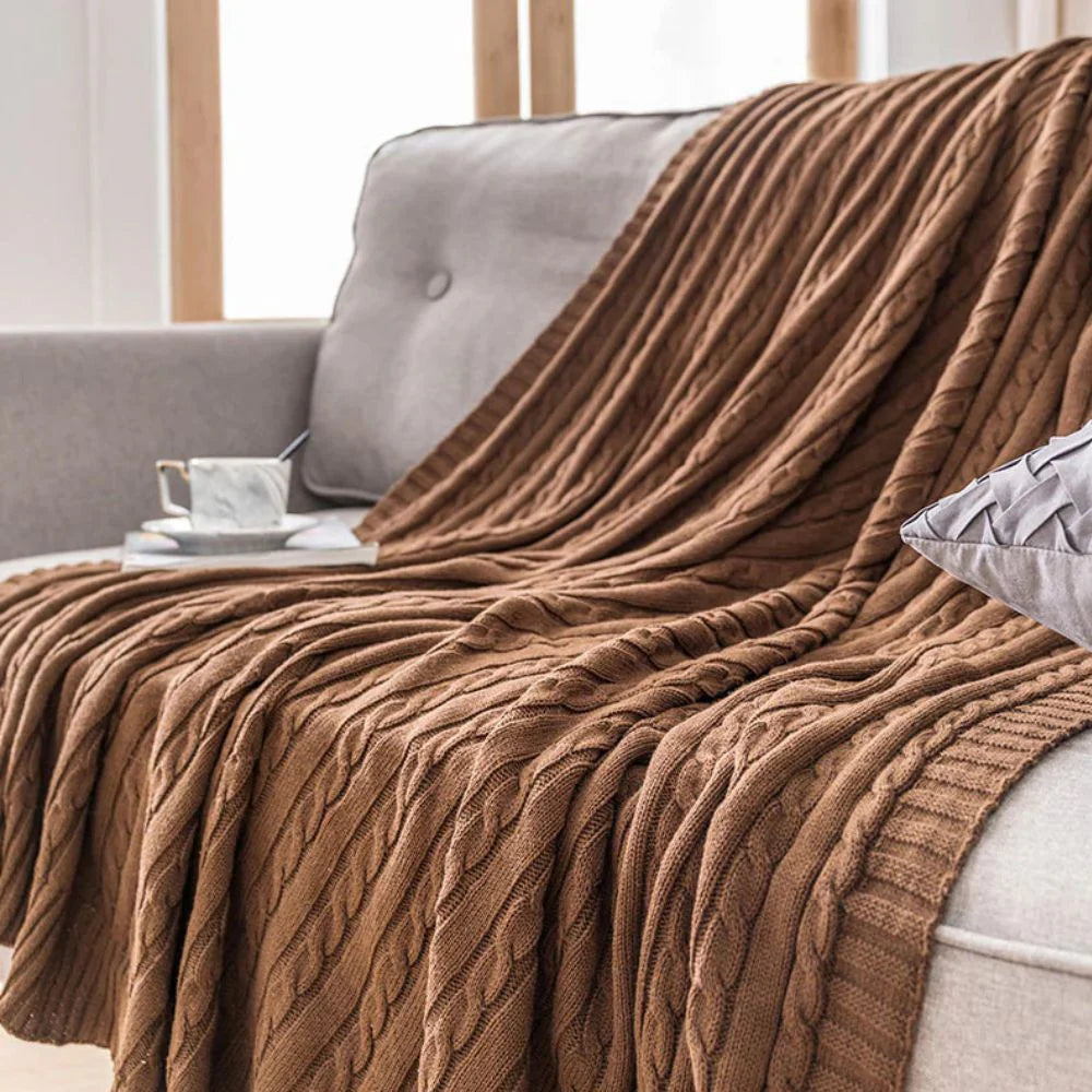 Cozy Braid-Design Cotton Throw