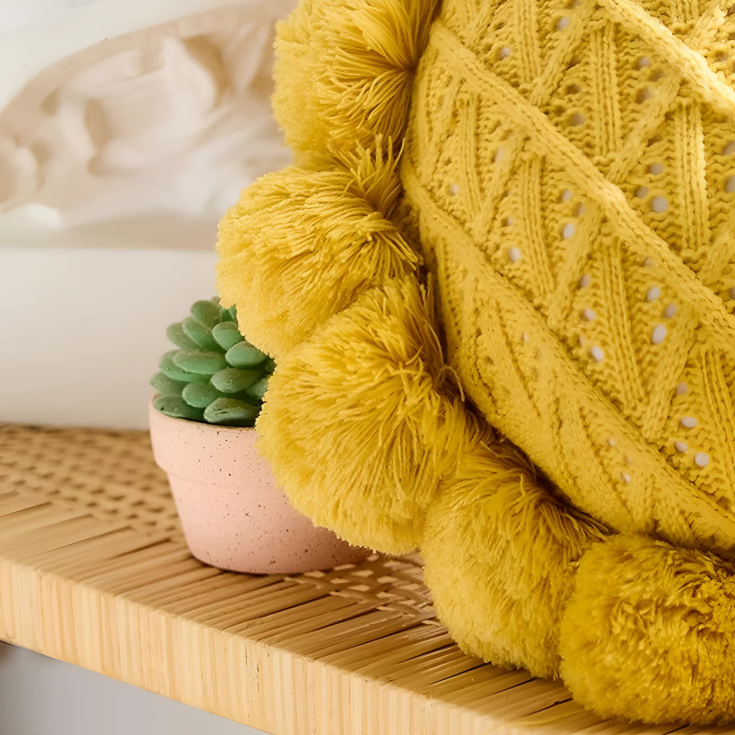 Garden Bloom Sunflower Pompom Cushion