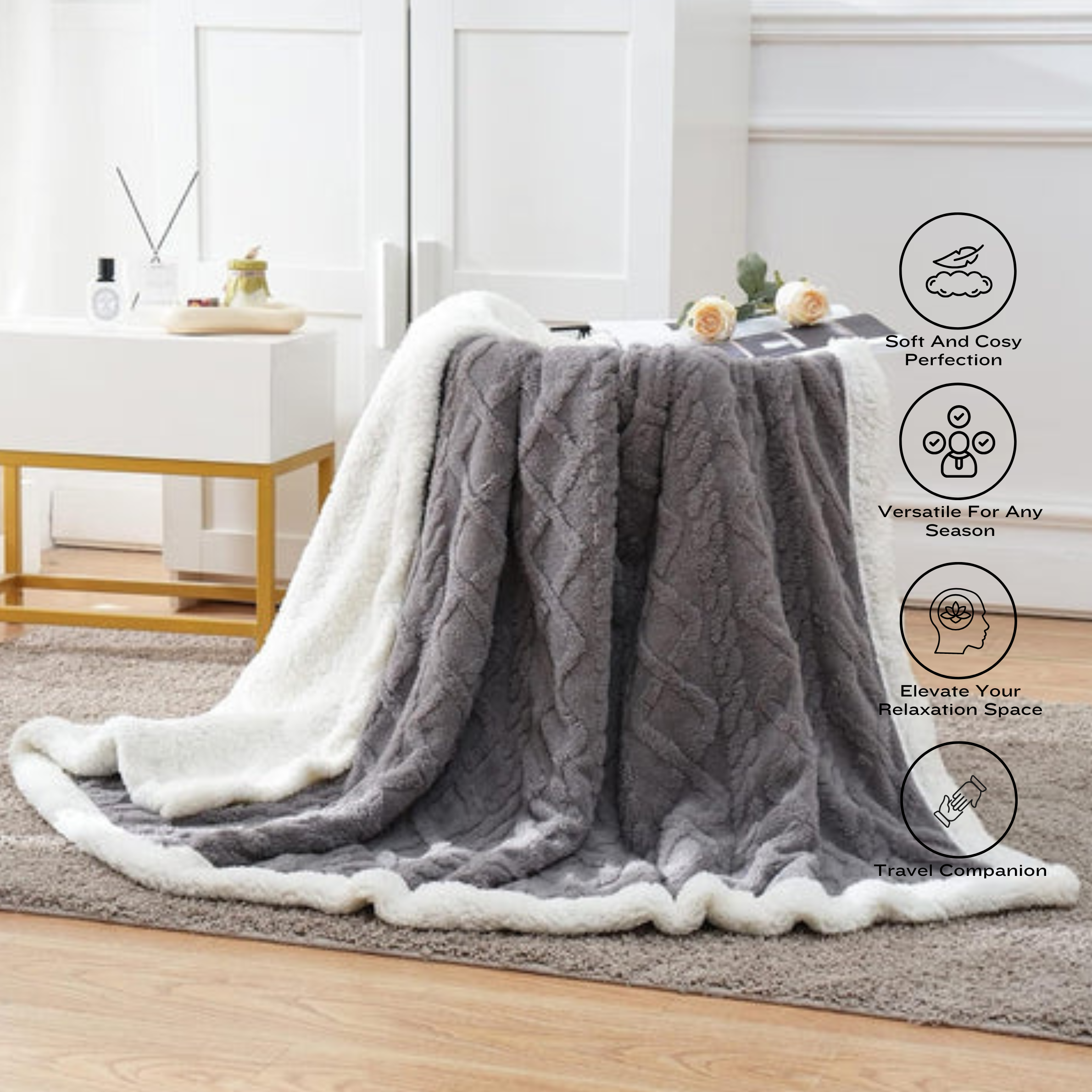 Fluffy Double-Sided Sherpa Fleece Blanket