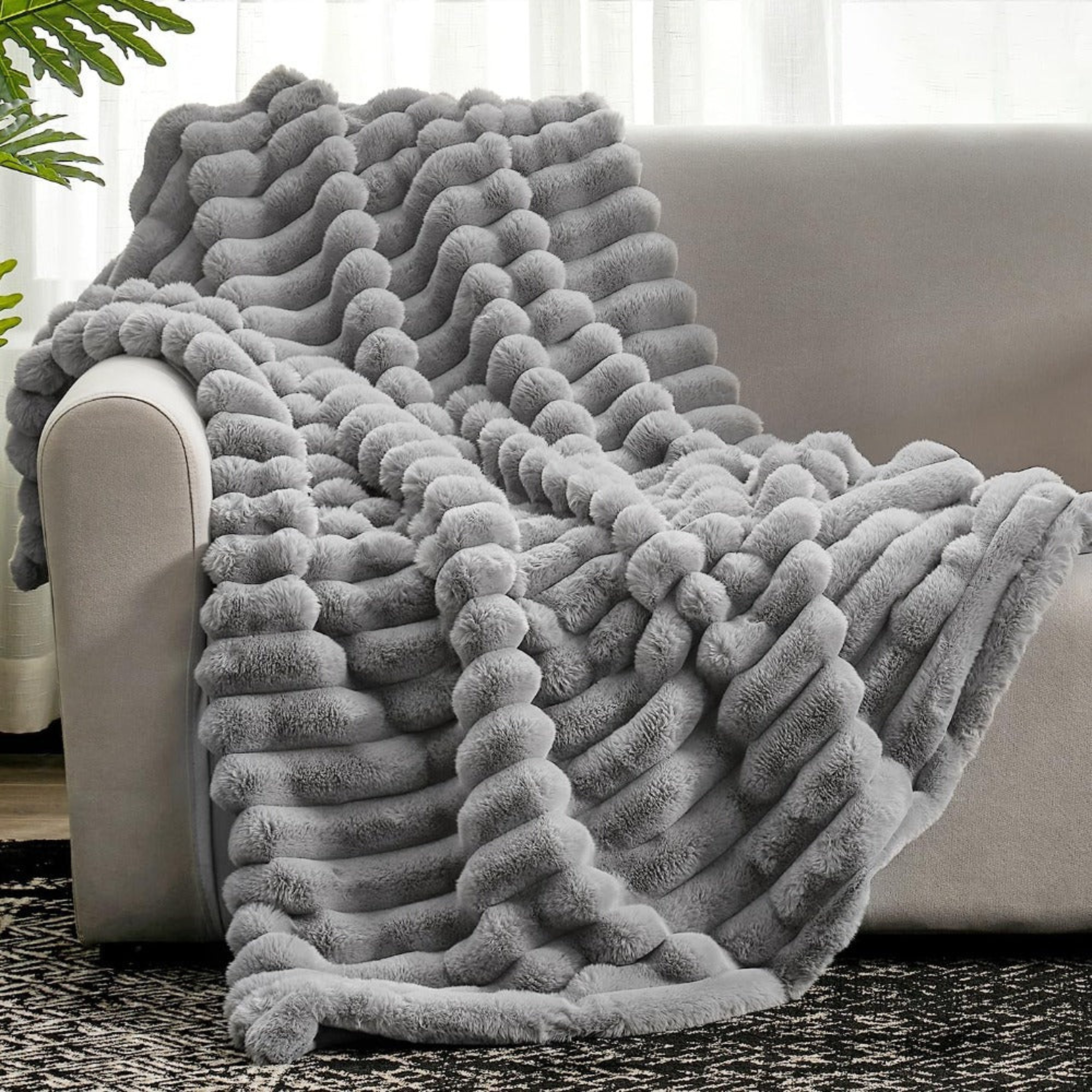 Ultimate Comfort Ribbed Faux Fur Blanket