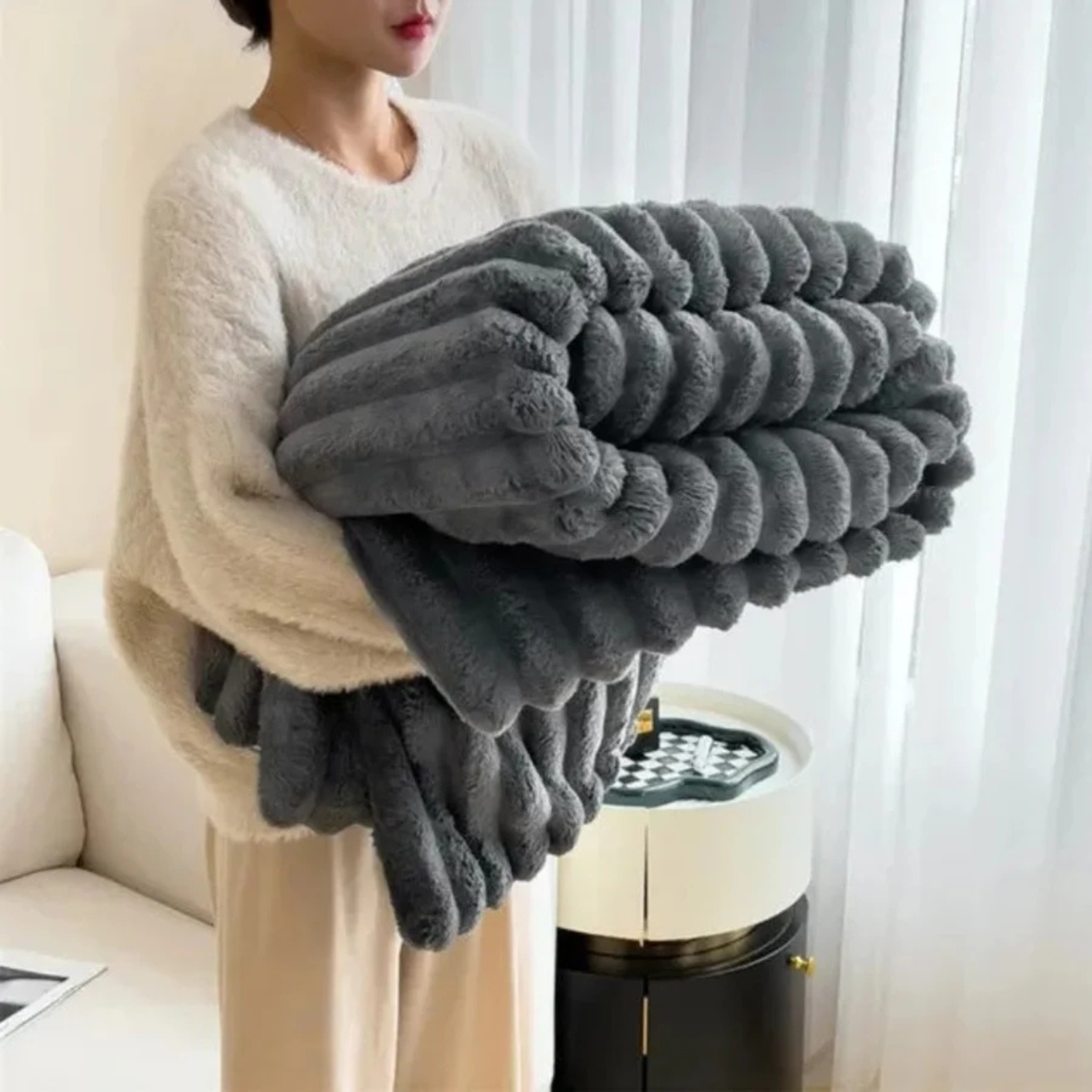 Ultimate Comfort Ribbed Faux Fur Blanket