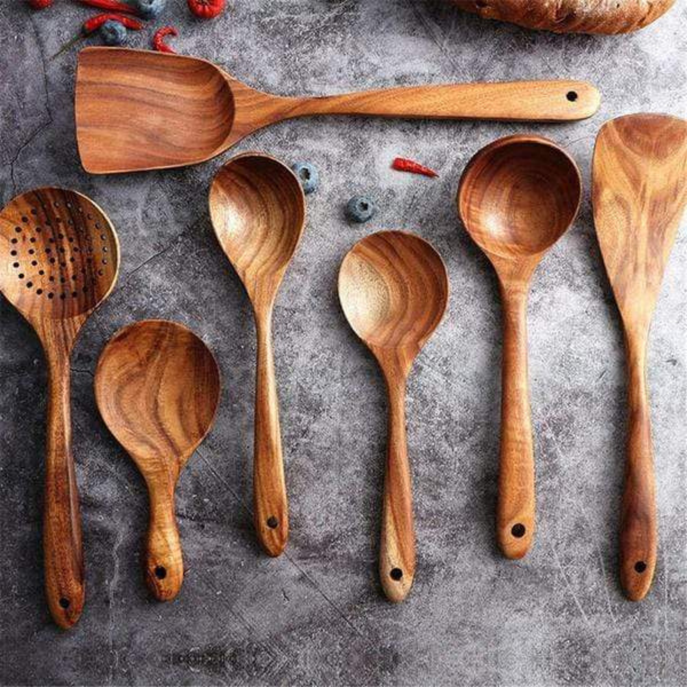 Premium Handcrafted Wooden Kitchen Utensils | 7-Piece Set