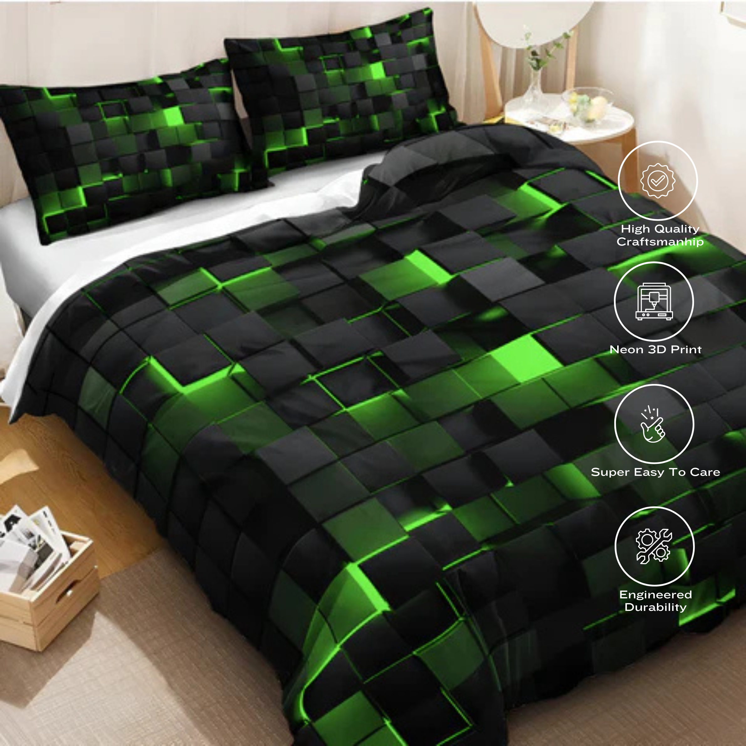 Futuristic Pop 3D Neon Bedding Set
