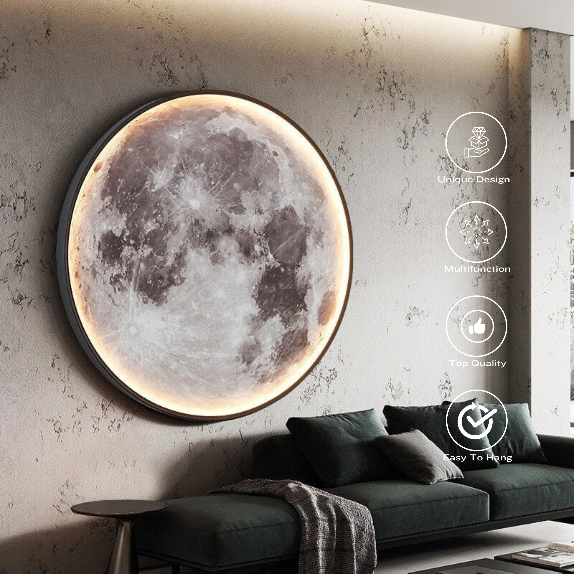 3D Moon LED Wall Light | Celestial Accent