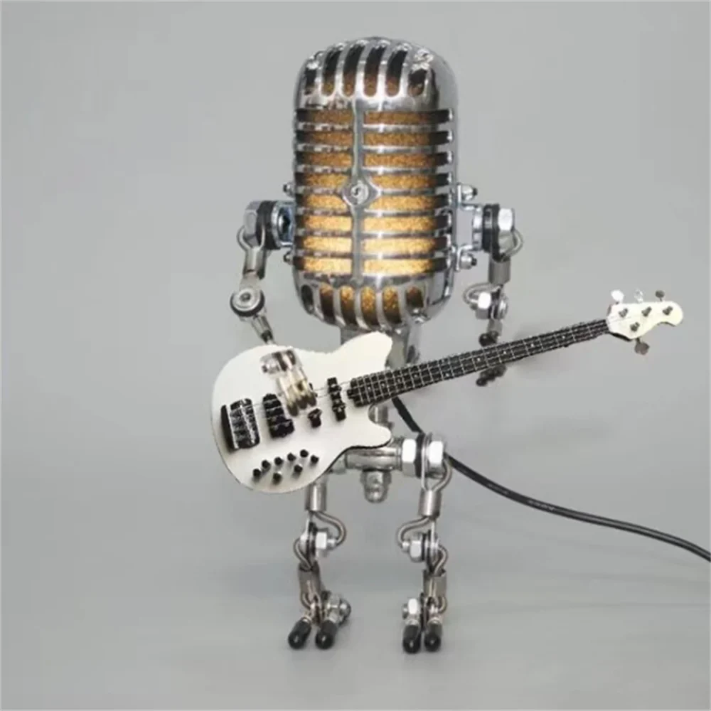 Retro Punk Robot with Guitar Table Lamp
