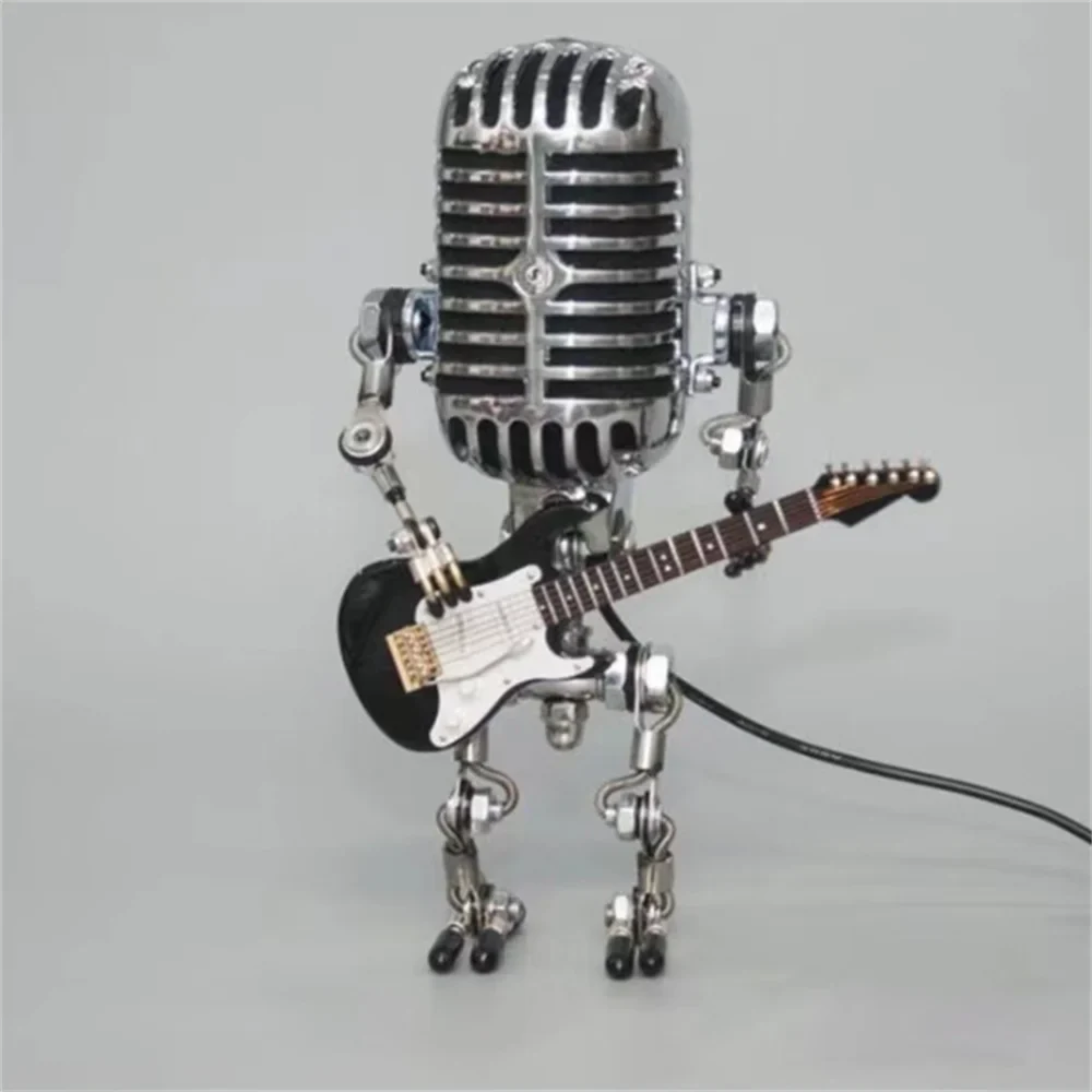 Retro Punk Robot with Guitar Table Lamp