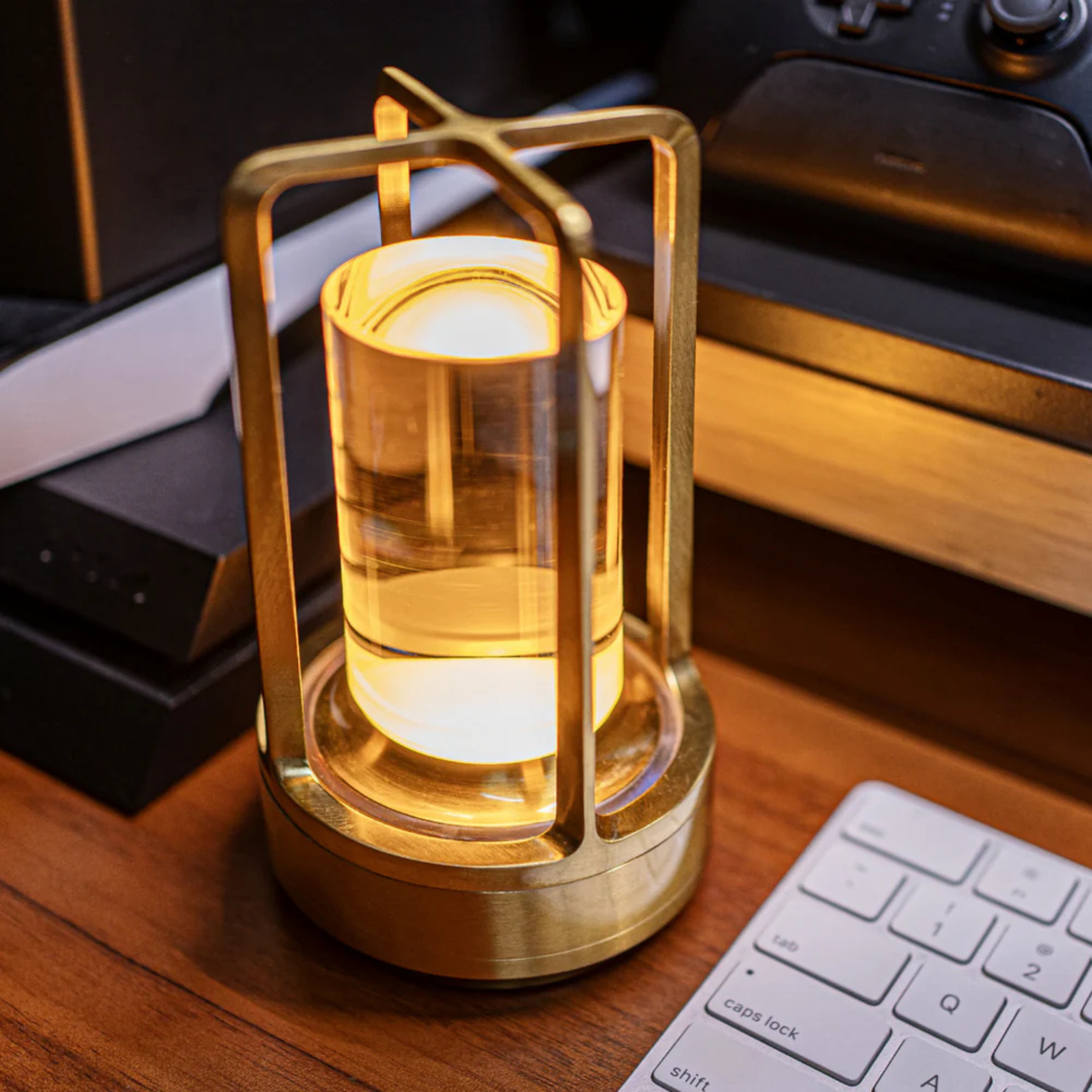 Modern Luxe Crystal Lantern Wireless Table Lamp