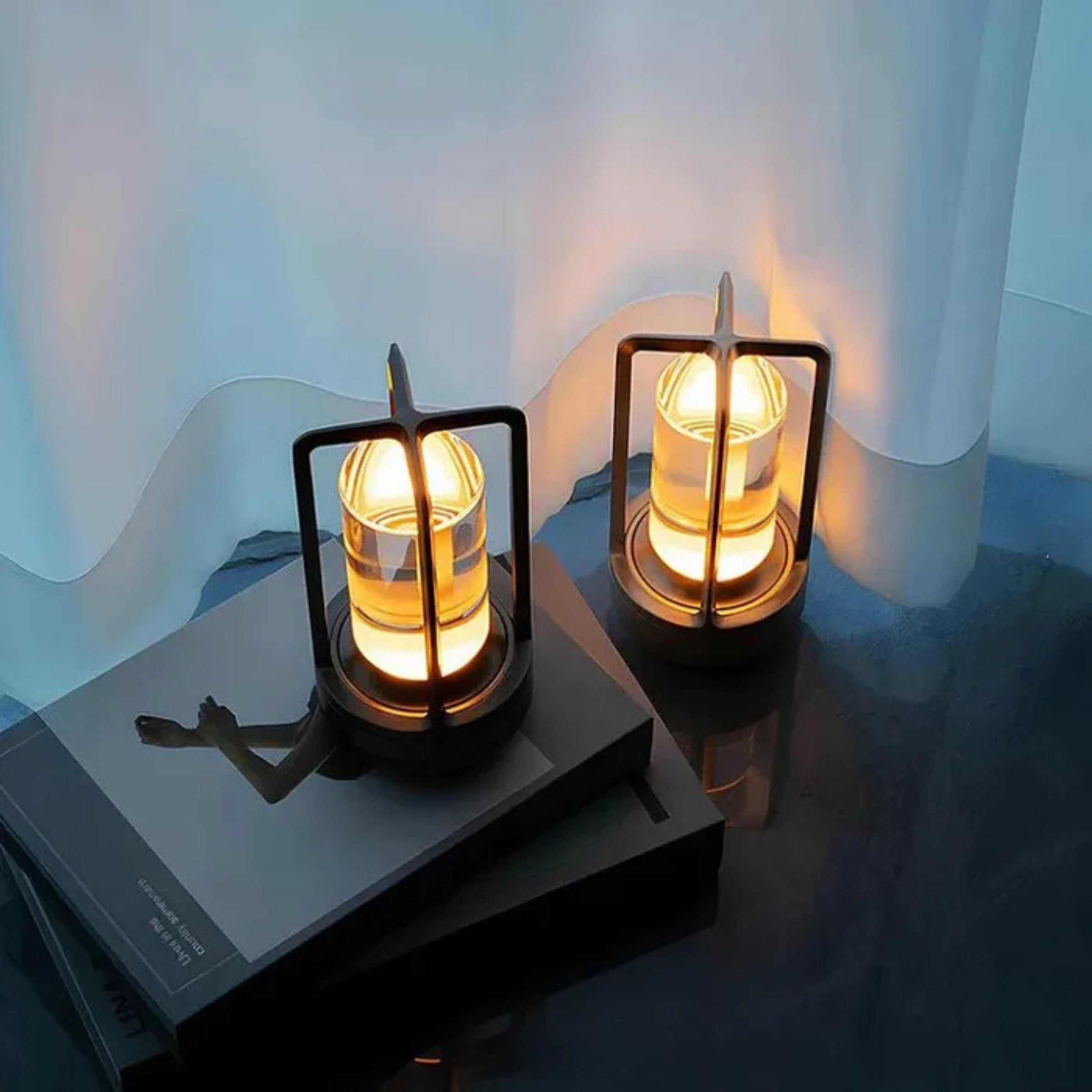 Modern Luxe Crystal Lantern Wireless Table Lamp
