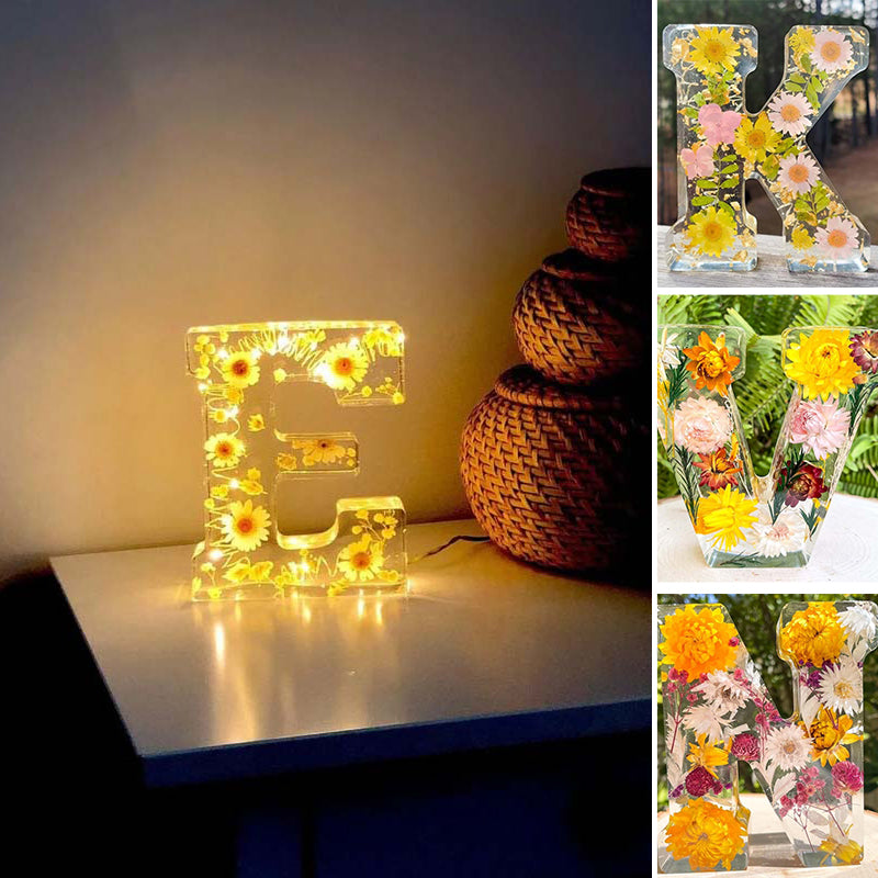 Floral Resin Alphabet Letter LED Light